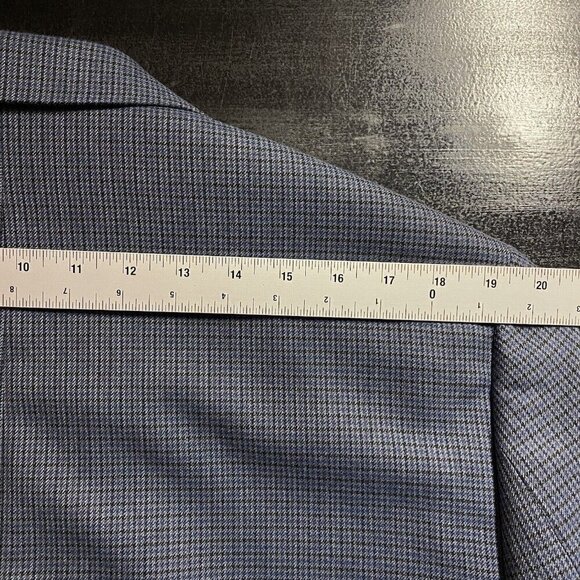 CHAPS Sport Coat 44L Blue Puppytooth Check Polyester Rayon Two Button Vented - Picture 14 of 15